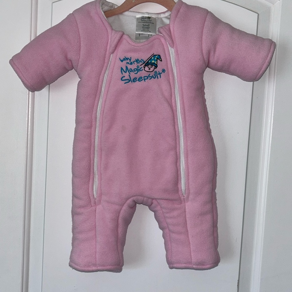 baby Merlin’s Magic Sleepsuit 3-6 months 12-18 pounds small fleece pink
